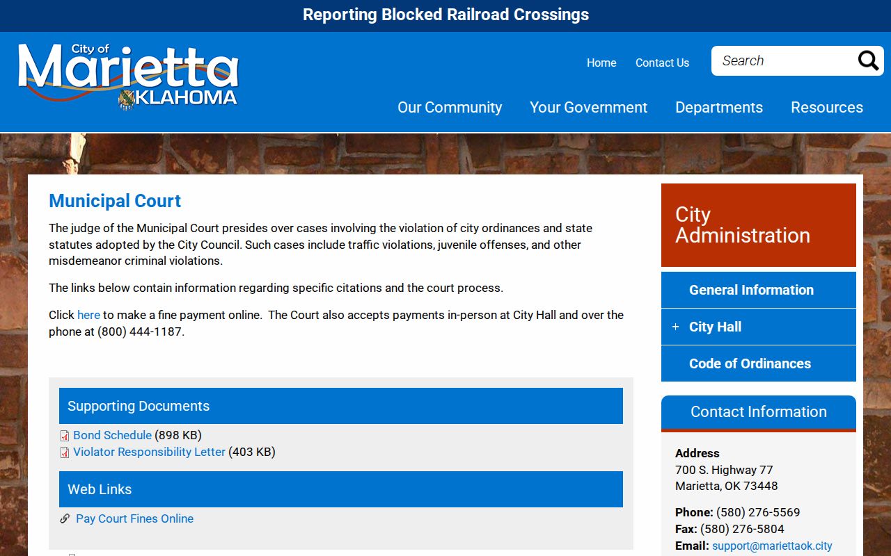 Love County municipal court scope and city warrant records