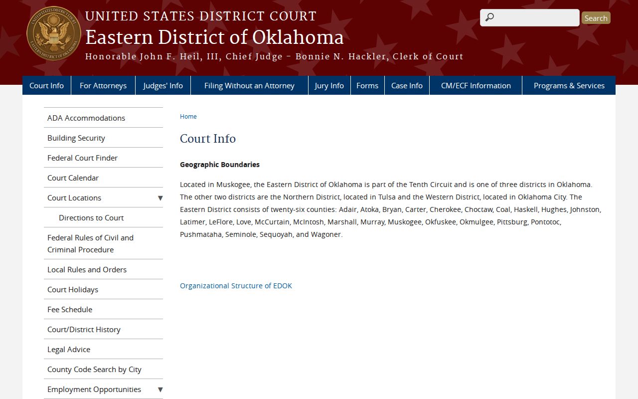 Eastern District federal boundary for Love County arrest records