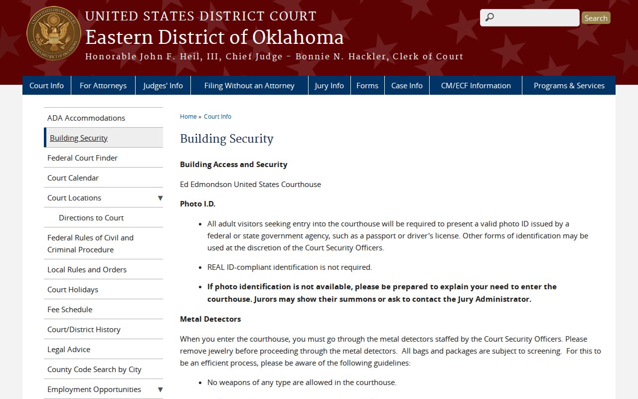 Federal courthouse identification rules for Love County records