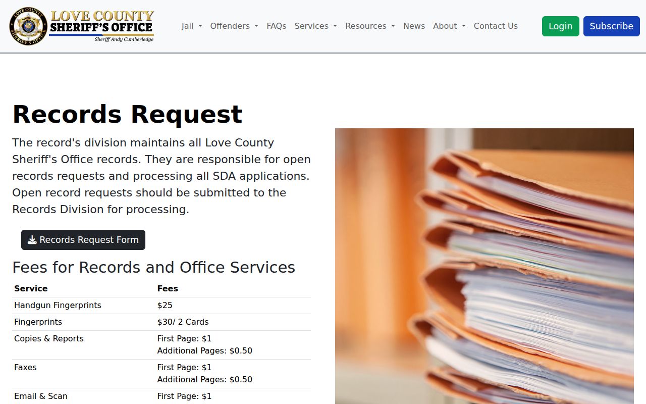 Love County Sheriff Records Division source